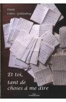 Et toi, tant de choses à me dire - Paula Cohen-Goldenberg - DO BENTZINGER