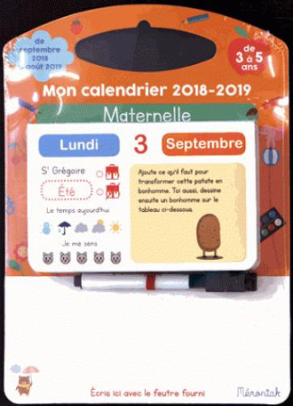 MON CALENDRIER MEMONIAK 2018-2019 MATERNELLE - POLIMENI EMMANUELLE - 365 PARIS