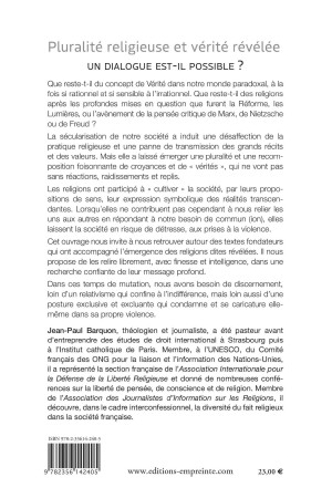 PLURALITE RELIGIEUSE ET VERITE REVELEE - UN DIALOGUE EST-IL POSSIBLE? - Jean-Paul Barquon - EMPREINTE TEMPS