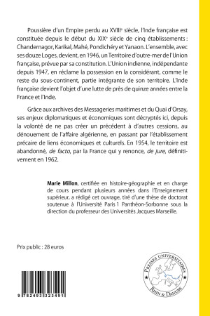 ABANDON DE L'INDE FRANCAISE (L') - Marie Millon - PU RHIN DANUBE