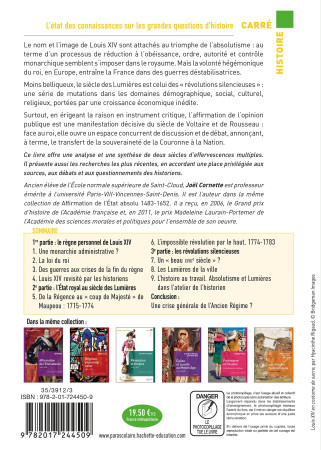 Carré histoire - Absolutisme et Lumières 9e édition - Joël Cornette - HACHETTE EDUC