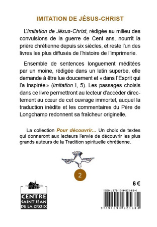 POUR DÉCOUVRIR …  L’IMITATION DE JÉSUS-CHRIST - Max Huot de Longchamp,  Thomas A. Kempis - PAROISSE FAMILL